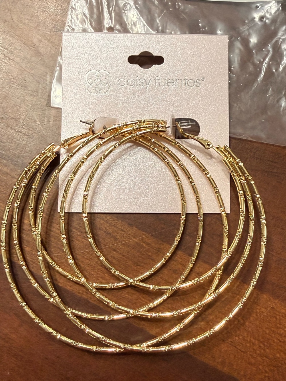 Daisy Fuentes Gold Textured Bamboo-Style Multi Hoop Earrings
